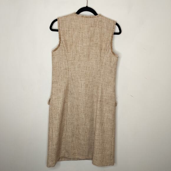 J. Mclaughlin Pia Dress Sand Tweed Sleeveless Double-Breasted - Picture 10 of 12